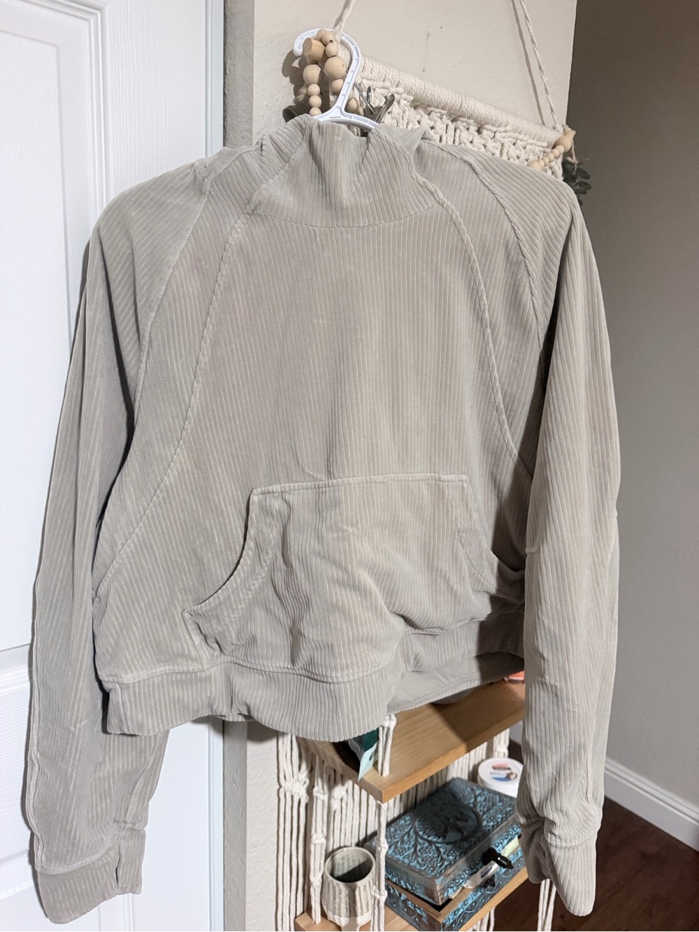 Lululemon women’s M/L Corduroy Pullover Hoodie in Light Taupe